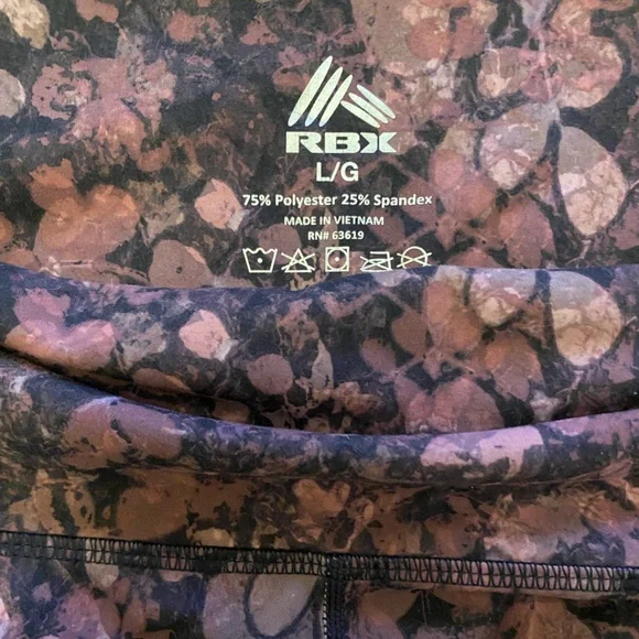 RBX Pink & Purple Patterned Floral Yoga Leggings Size Large - Picture 6 of 6
